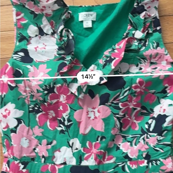 J. Crew Green Floral Midi Dress with Pink & White Flowers - Picture 11 of 13